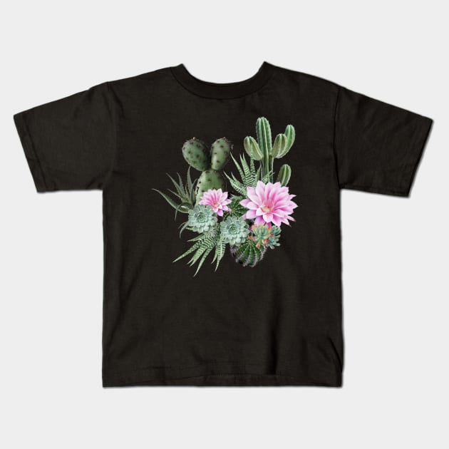 Cactus succulents plants watercolor flower Kids T-Shirt by Collagedream